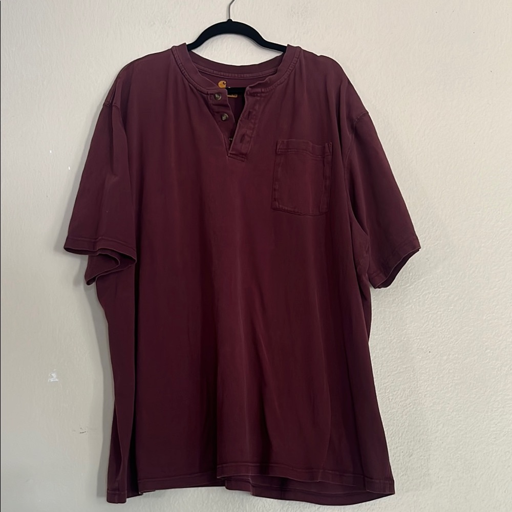 Carhartt Men's 100% Cotton Burgundy  Henley Shirt, Size 3X